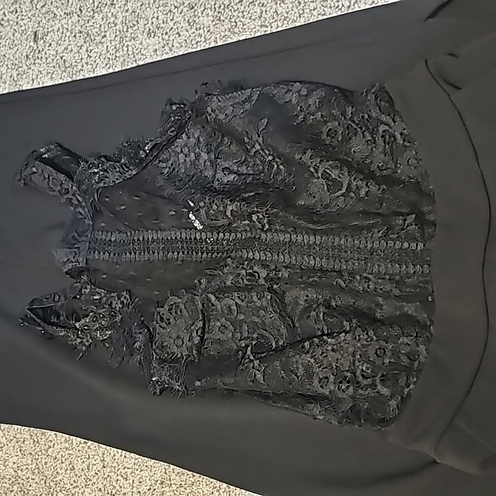 Express Black Halter Lace Pieced Jumpsuit - Picture 6 of 8